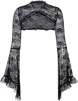 Amazon.com: Gothic Crop Top Goth Lace Bolero Black Shrug Cardigan